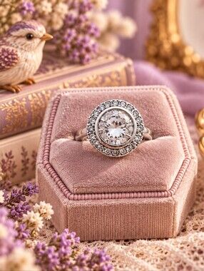 Lia Sophia Silver Halo Ring Size 8